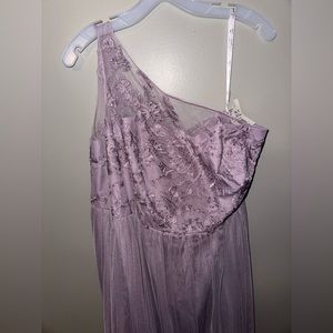 Purple one shoulder bridesmaid dress